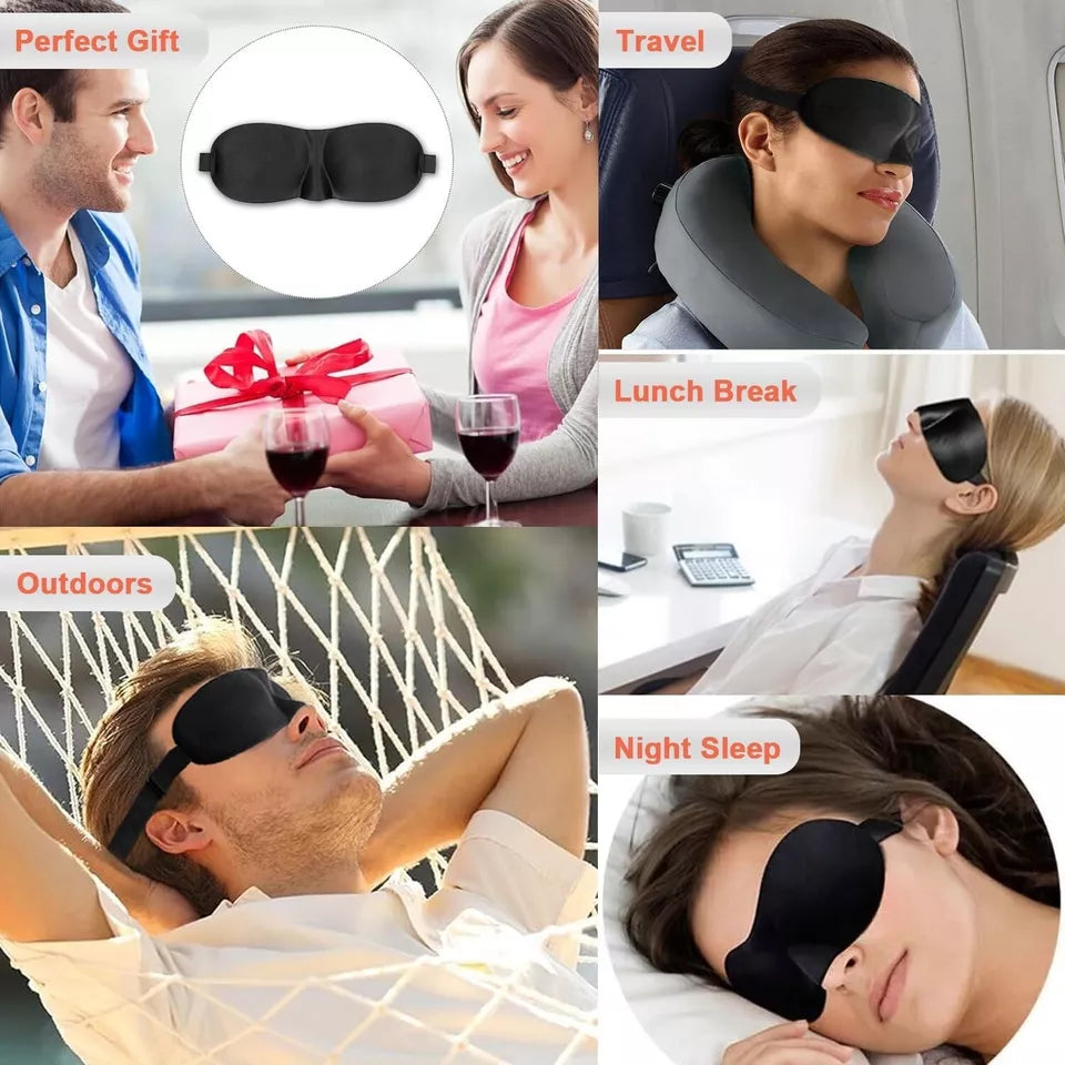 3D Blackout Sleep Mask - Deep Sleep, Travel, Eye Comfort, Adjustable Strap