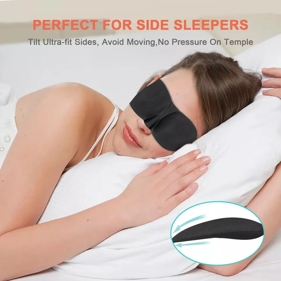 3D Blackout Sleep Mask - Deep Sleep, Travel, Eye Comfort, Adjustable Strap