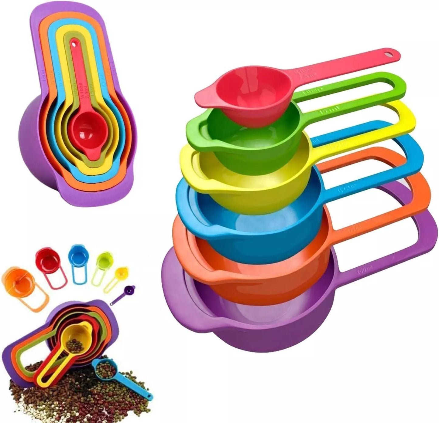 6Pcs Measuring Cups, Colorful Measuring Spoon Set for Baking, Perfect Measuring