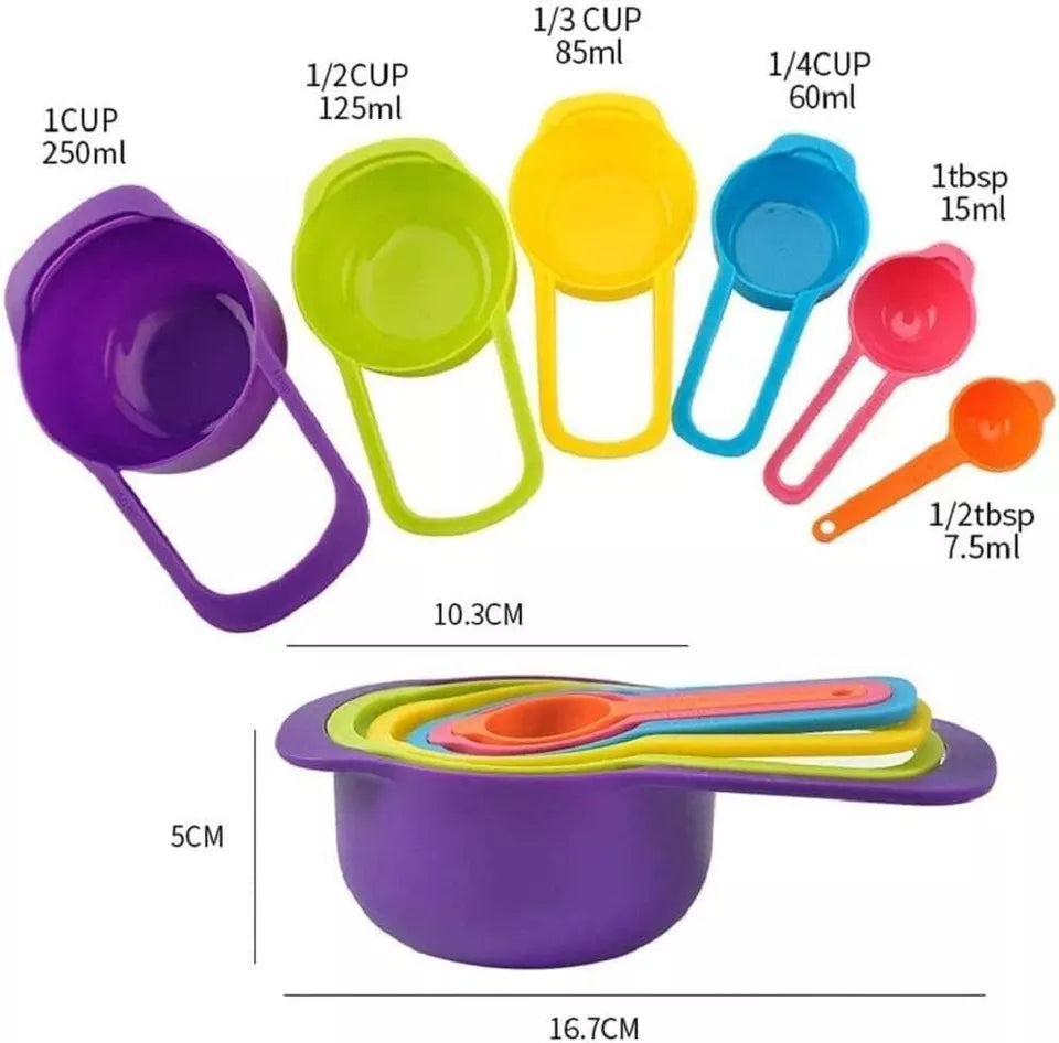 6Pcs Measuring Cups, Colorful Measuring Spoon Set for Baking, Perfect Measuring