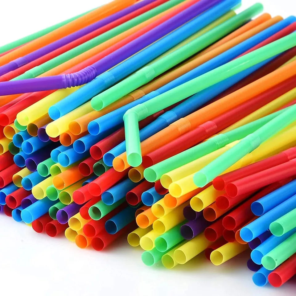 100 Pack Neon Flexi Straws | Reusable & Eco-Friendly | Drinks & Cocktails