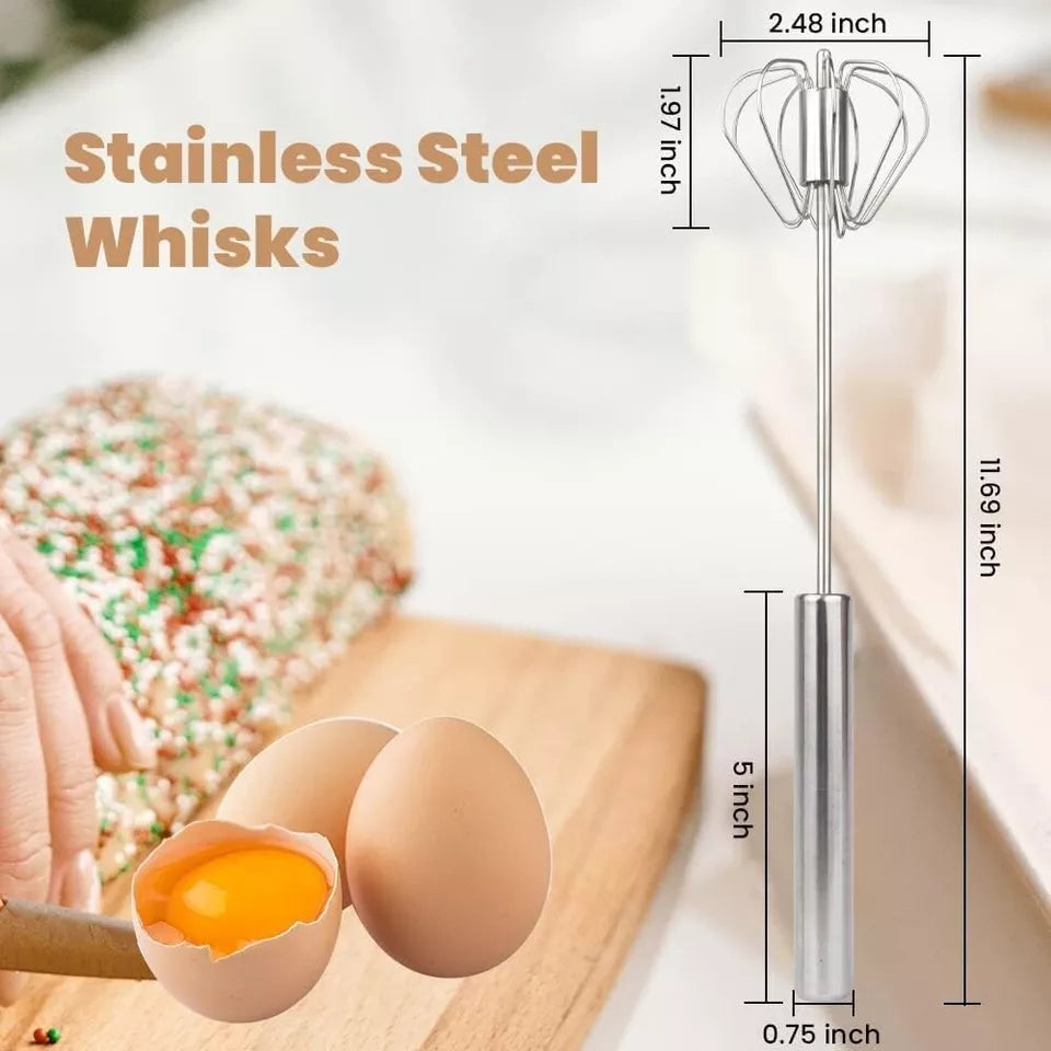 Professional Egg Whisk Beater - Stainless Steel Wire Whisk Hand Push