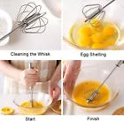 Professional Egg Whisk Beater - Stainless Steel Wire Whisk Hand Push