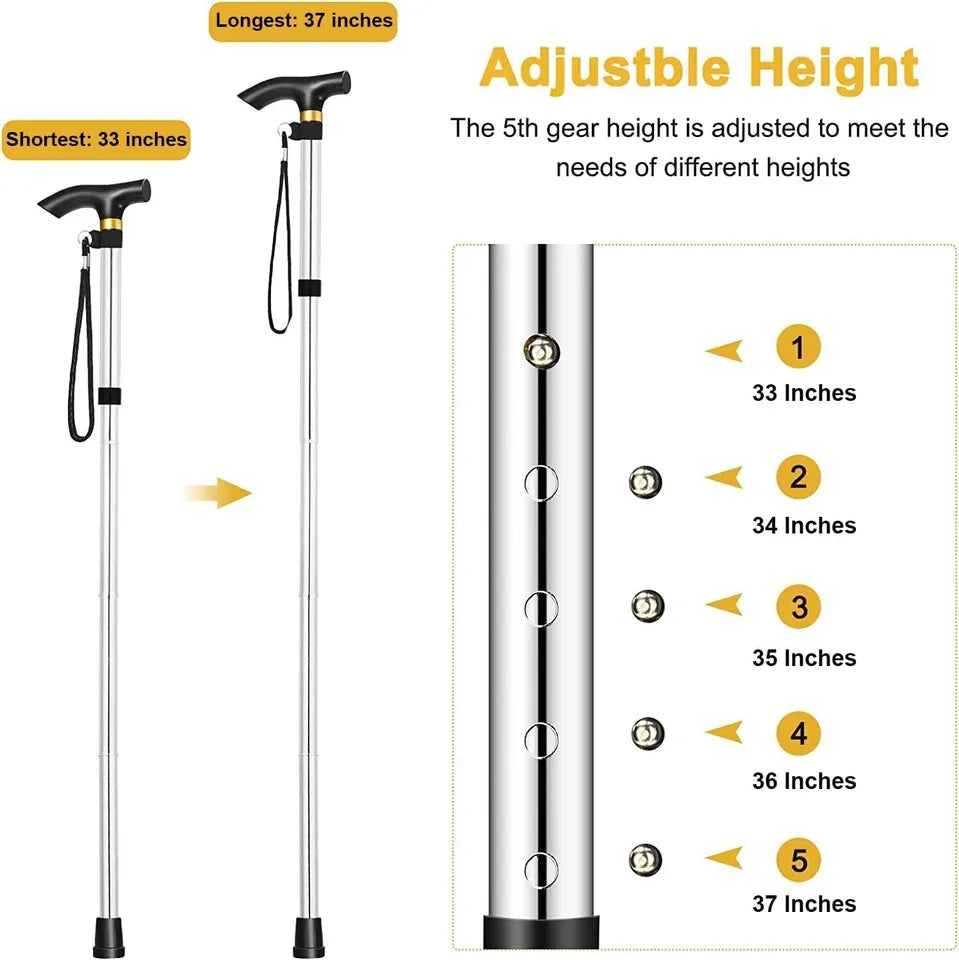 Walking Stick Lightweight, Durable and Foldable Walking Cane with Wrist Strap