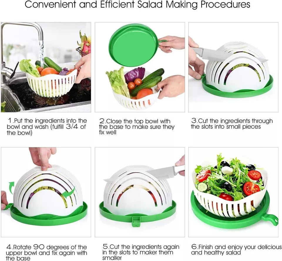 60 Seconds Salad Maker Bowl Cutter Slicer Easy to Make Healthy Fresh Salad Slice