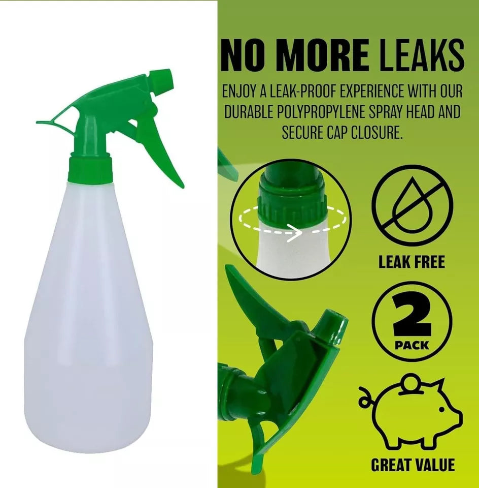 1L Refillable Spray Bottle - Plant Care, Cleaning, Garden, Hair, Trigger Sprayer