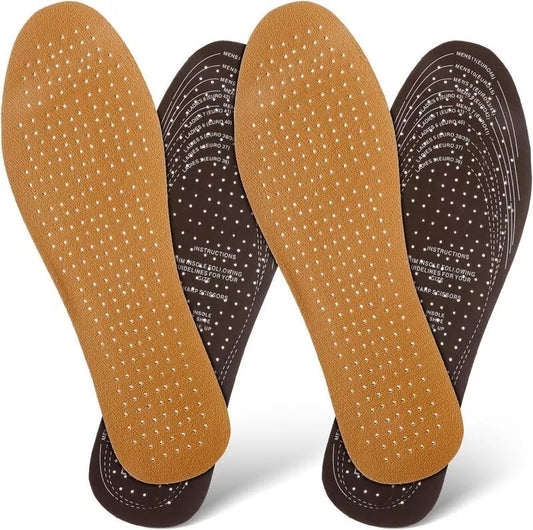 2 Pair Leather Insoles for Shoes, Absorbing Breathable Heel Grips Cut