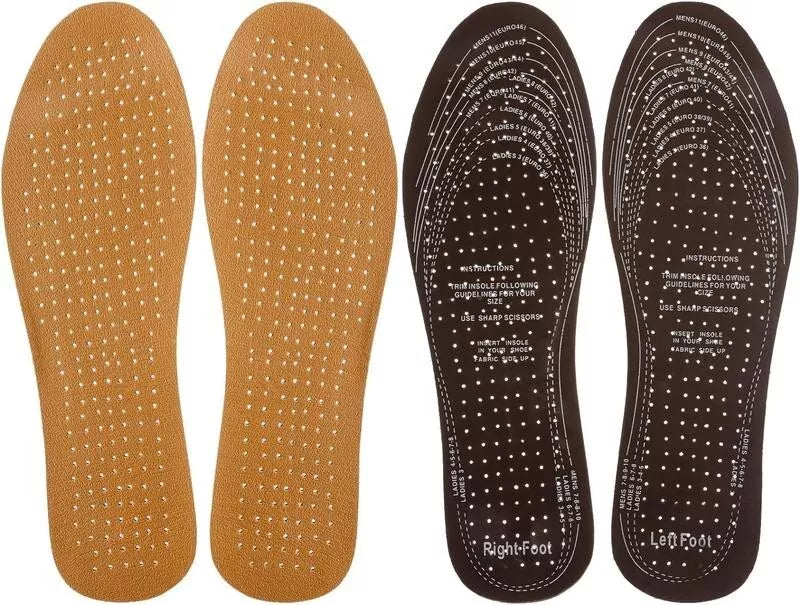 2 Pair Leather Insoles for Shoes, Absorbing Breathable Heel Grips Cut