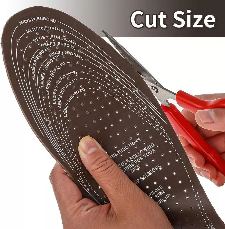 2 Pair Leather Insoles for Shoes, Absorbing Breathable Heel Grips Cut