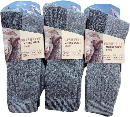 1-6 Pairs Merino Wool Blend Mens Socks Military Work Boot Thermal Grey