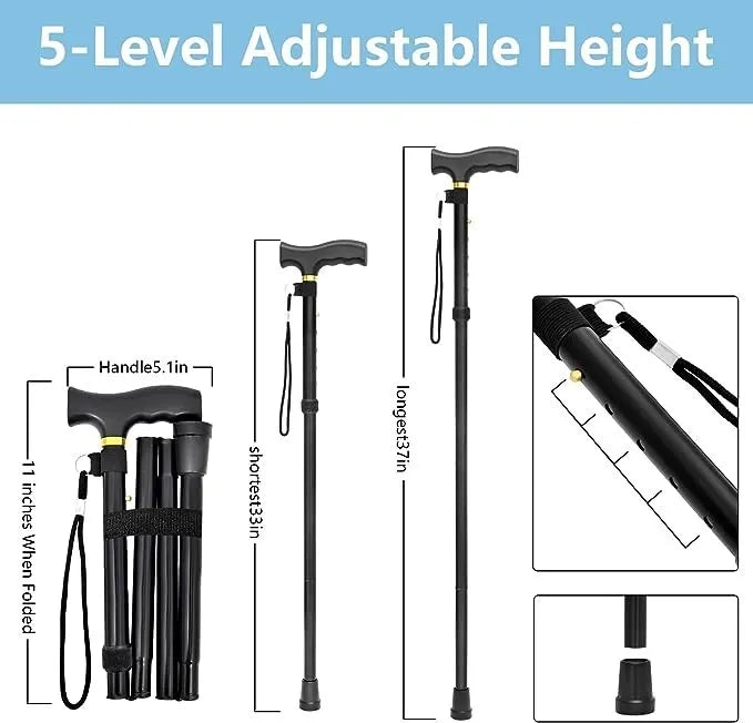 Walking Stick Lightweight, Durable and Foldable Walking Cane with Wrist Strap