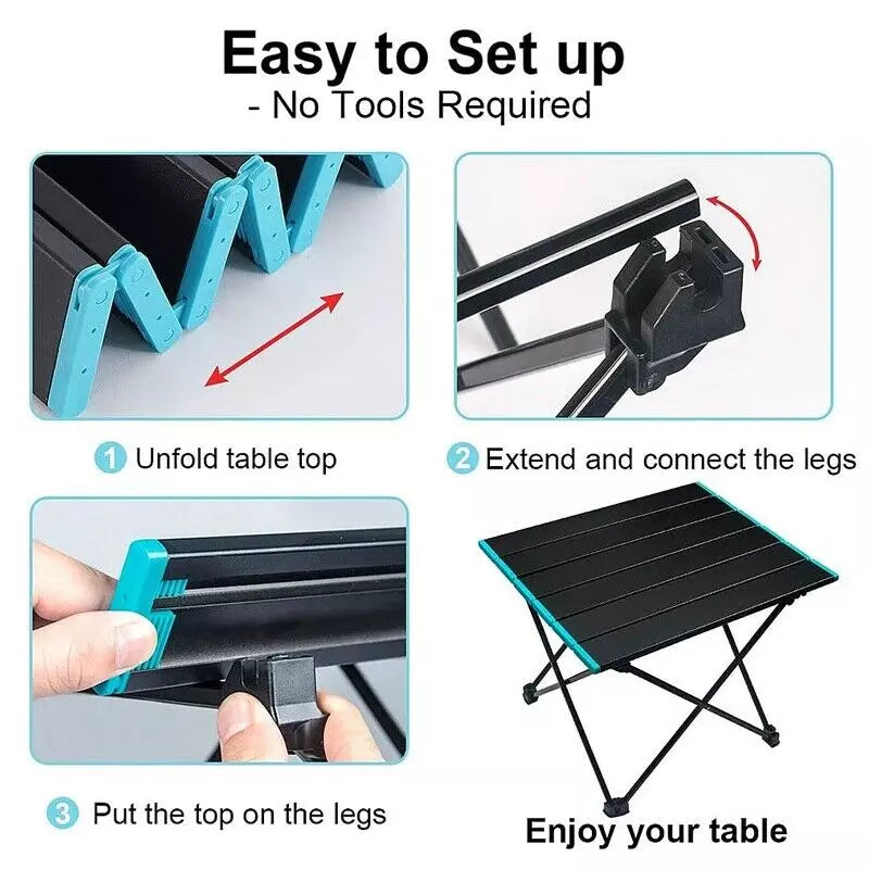 Folding Camping Tables with Carry Bag Portable Garden Picnic BBQ Beach Fishing