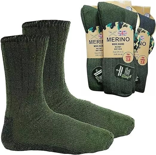 Merino Wool Blend Mens Socks Military Work Boot Thermal Winter Socks